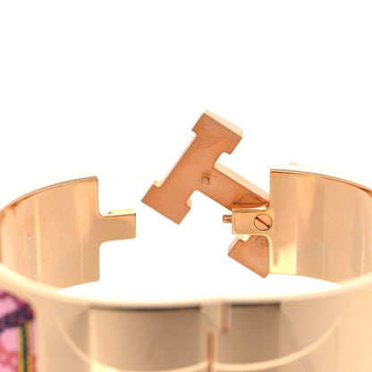 Hermes Enamel Printed Panoplie Equestre Clic H Bracelet GM Pink Delirium 5 of 5