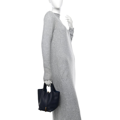 Hermes Taurillon Clemence Picotin Lock 18 PM Bleu Nuit 2 of 10