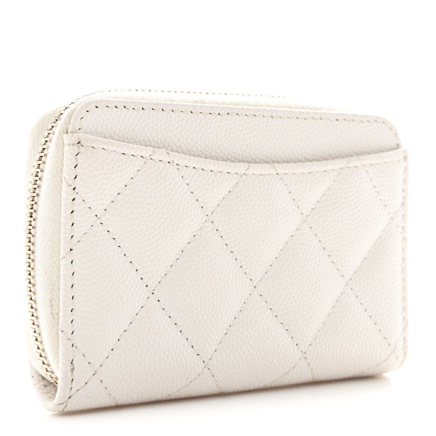 Chanel Caviar Enamel Coco Casino Quilted Zip Coin Purse White 3 of 8