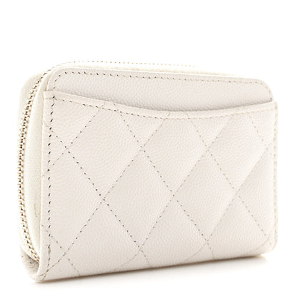 Chanel Caviar Enamel Coco Casino Quilted Zip Coin Purse White 3 of 8