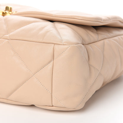 Chanel Lambskin Quilted Maxi 19 Flap Light Beige 8 of 9