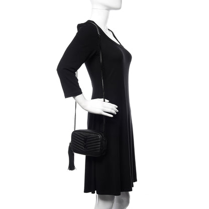 Saint Laurent Grain De Poudre Matelasse Monogram Mini Lou Camera Bag Black 2 of 11