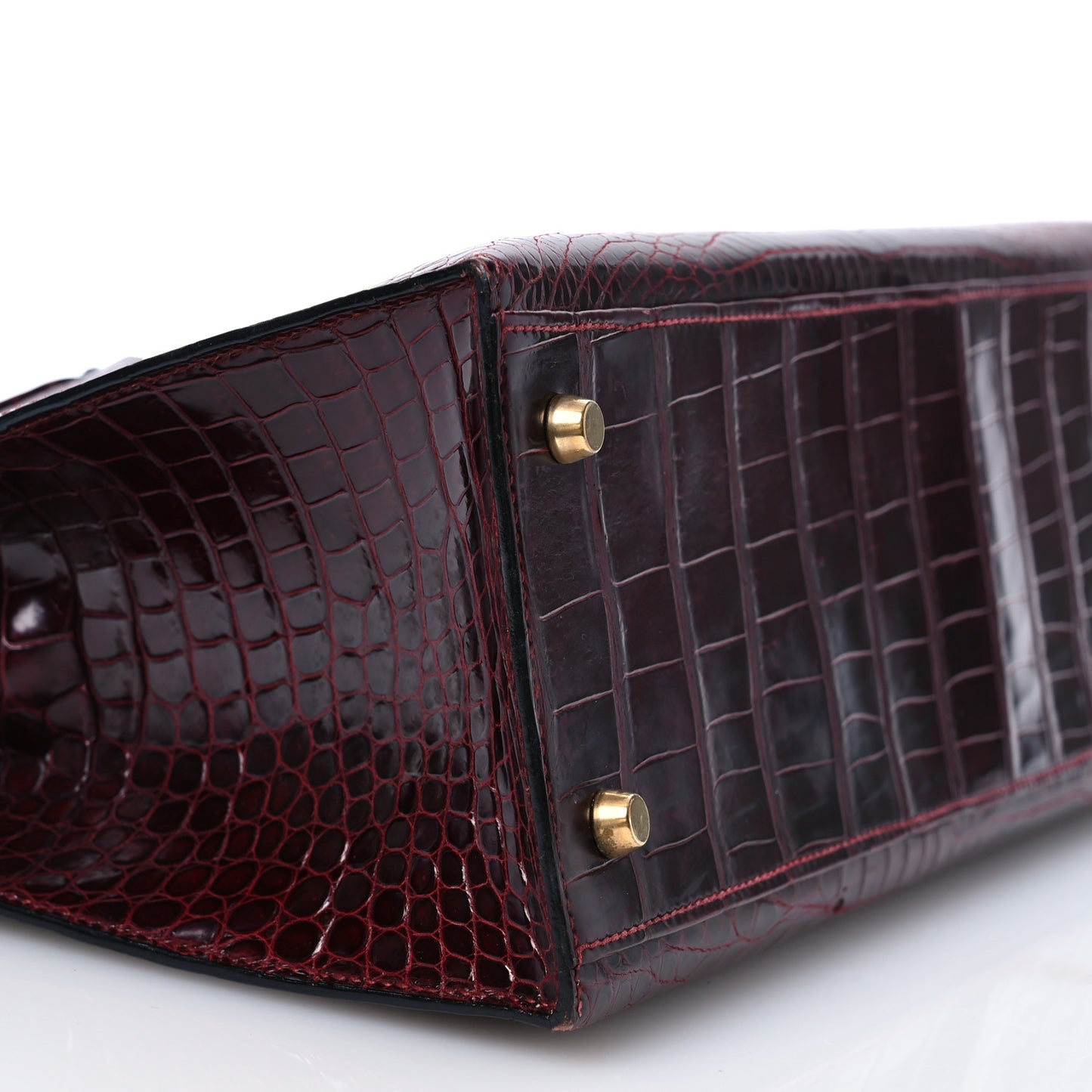 Shiny Porosus Crocodile Kelly Sellier 32 Rouge H