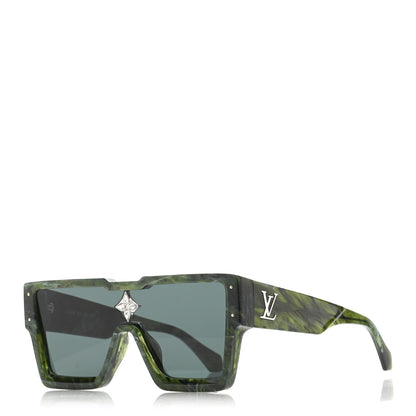 Louis Vuitton Acetate Marble Effect Swarovski Cyclone Sunglasses Z1552W Green 1 of 10