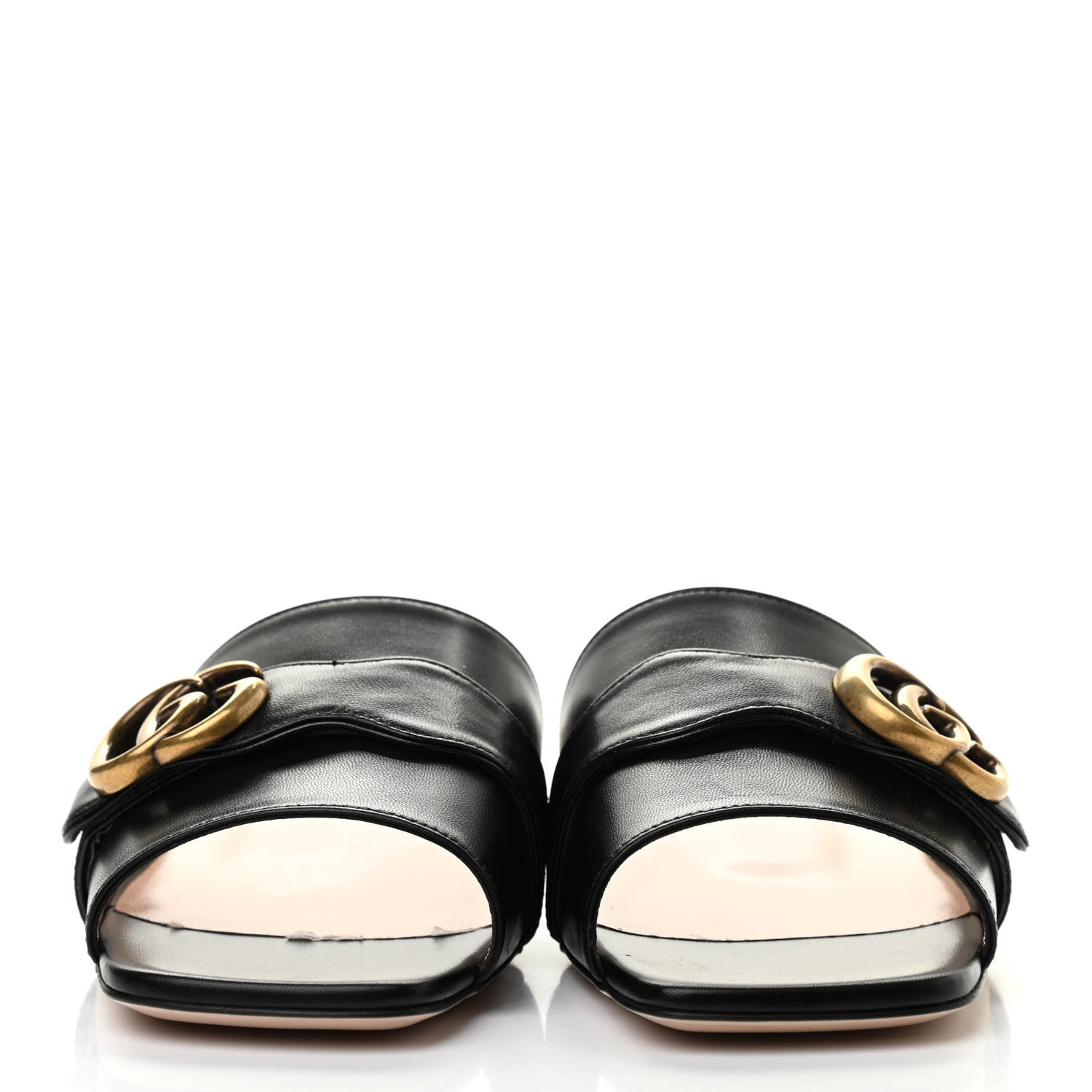 Gucci Malaga Kid GG Marmont Flat Slide Sandals 38.5 Black 2 of 8