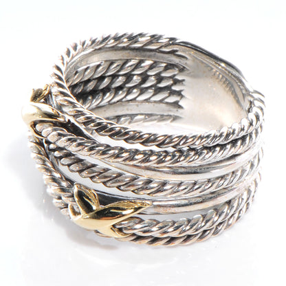 David Yurman 18k Gold Sterling Silver Double X Crossover Ring 8.5 4 of 5