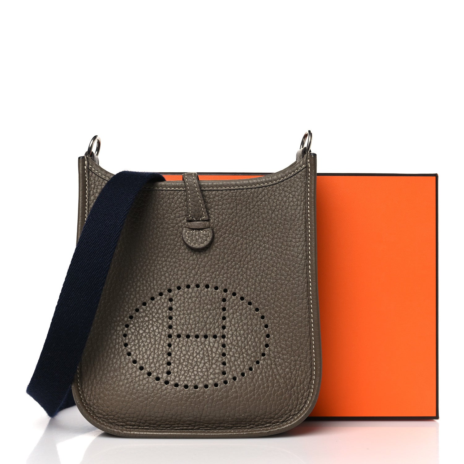 Hermes Taurillon Clemence Amazone Evelyne TPM Etoupe Bleu Indigo 11 of 11