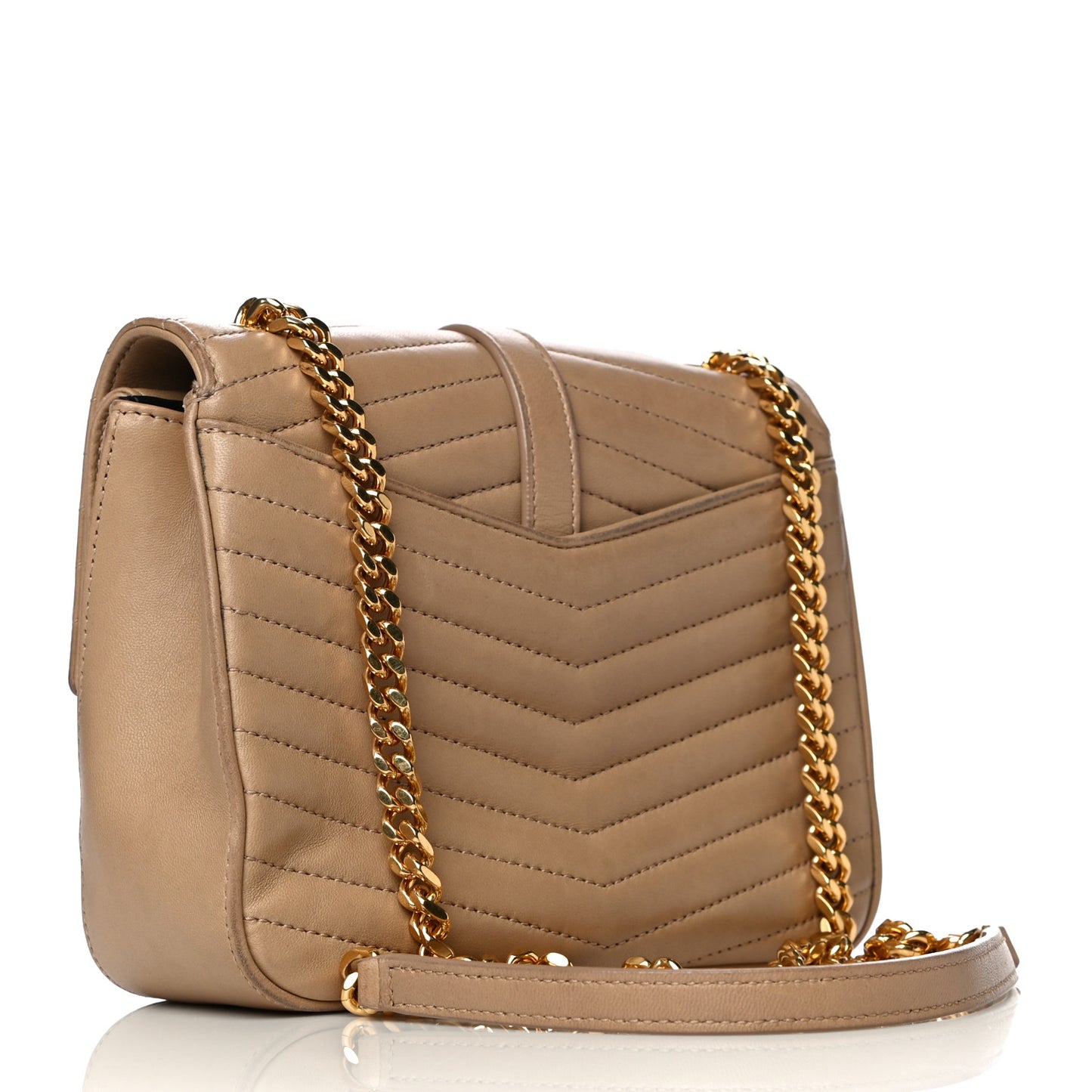 Lambskin Matelasse Chevron Monogram Small Sulpice Bag Sable Beige