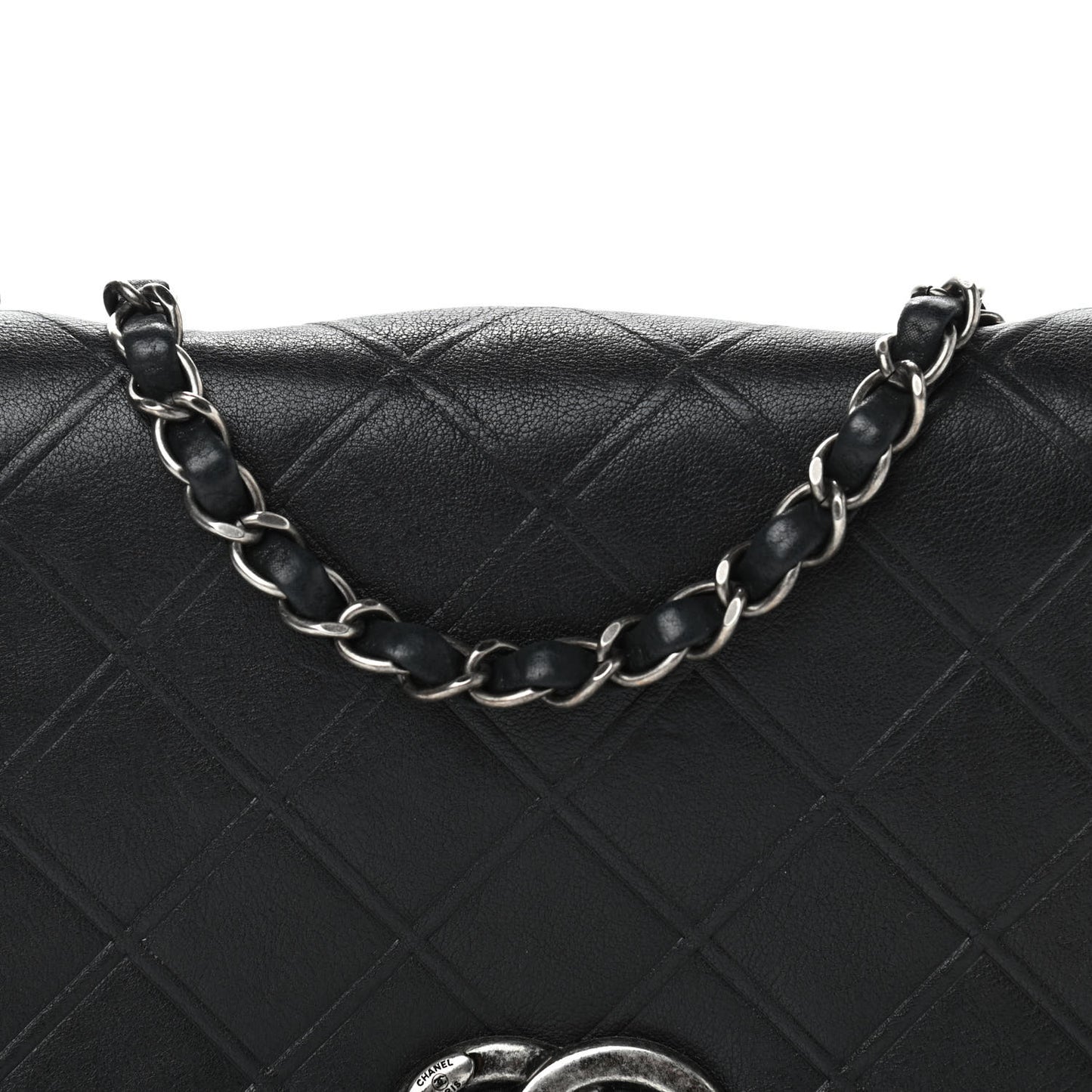 Calfskin Diamond Embossed New Chic Flap Black
