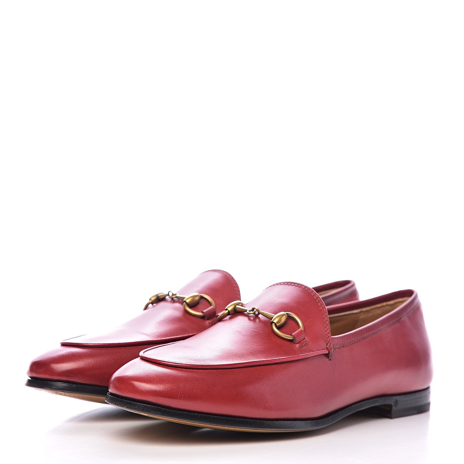 Gucci Calfskin Womens Jordaan Loafers 37.5 Hibiscus Red 3 of 13