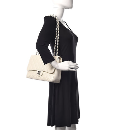 Chanel Caviar Quilted Jumbo Single Flap White 2 of 13