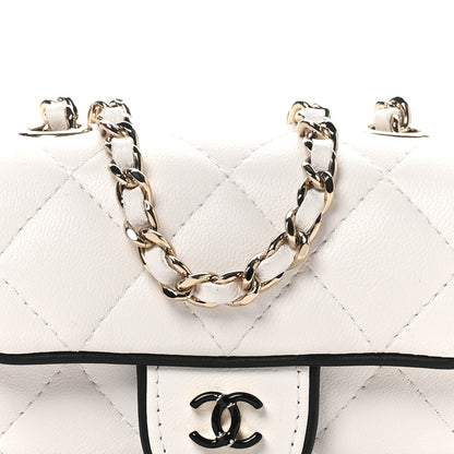 Chanel Lambskin Quilted Resin CC Flap Clutch With Chain White Black 8 of 11