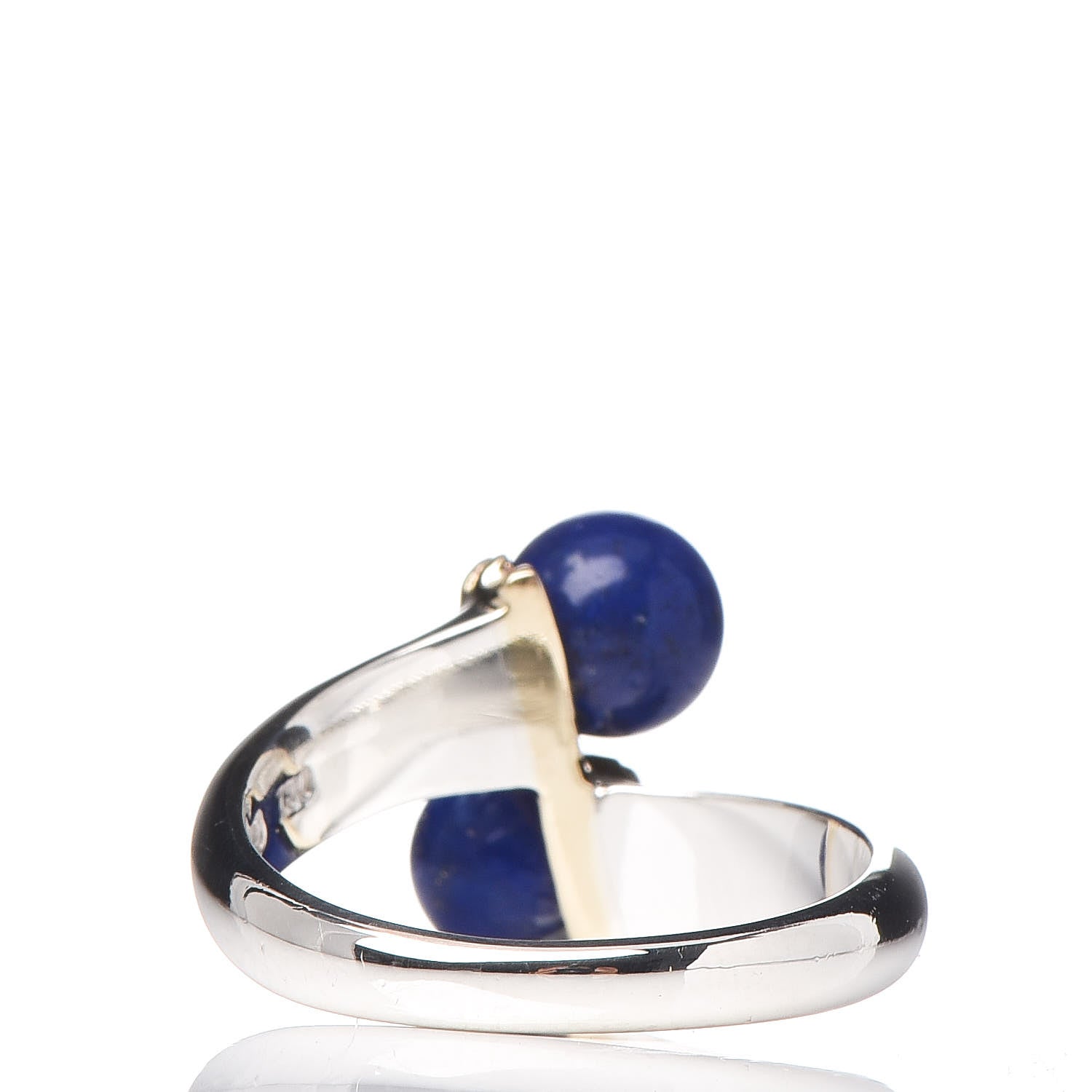 Tiffany Sterling Silver 18K Yellow Gold Lapis Bypass Ring 54 7 4 of 5