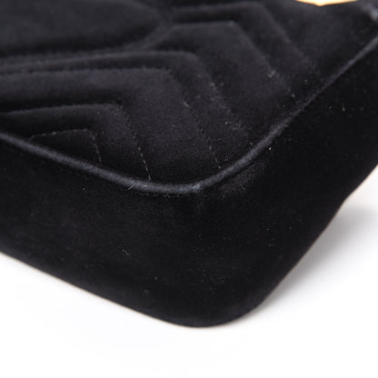 Gucci Velvet Matelasse Mini GG Marmont Shoulder Bag Black 10 of 22