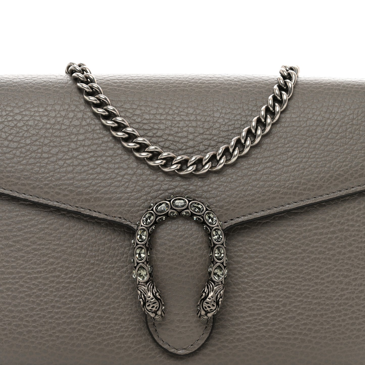 Dollar Calfskin Crystal Mini Dionysus Chain Wallet Dusty Grey Black Diamond
