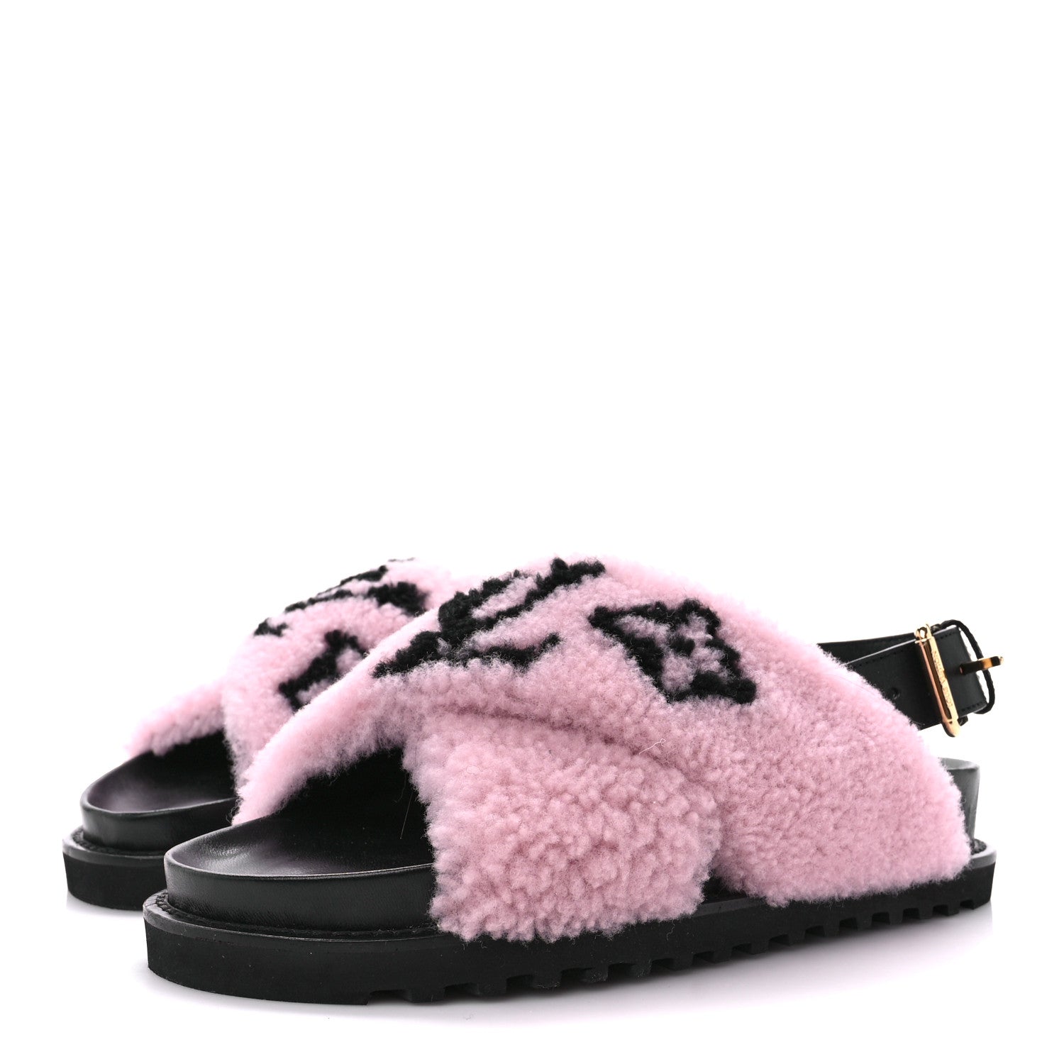Louis Vuitton Shearling Paseo Sandals 37.5 Pink 3 of 8