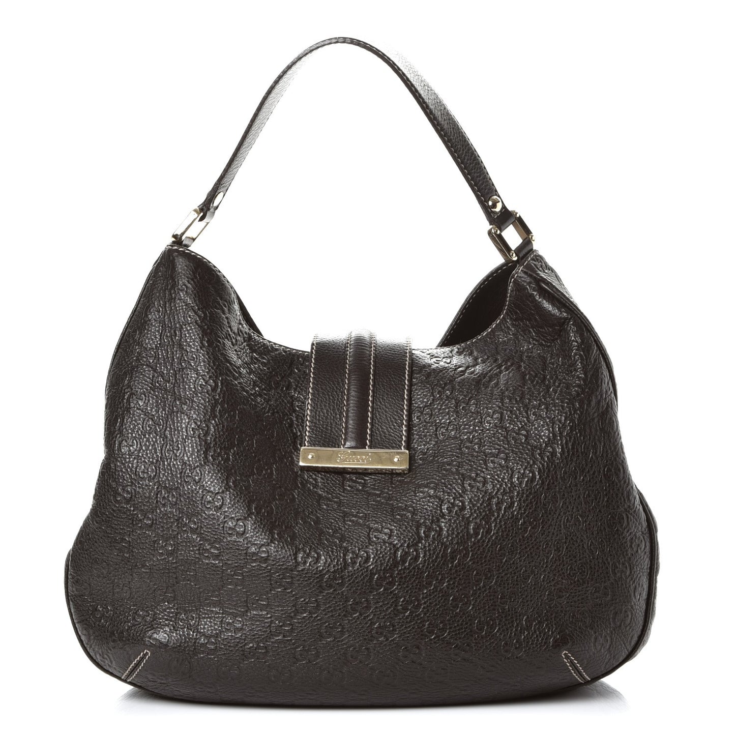 Guccissima Large New Ladies Web Hobo Dark Brown