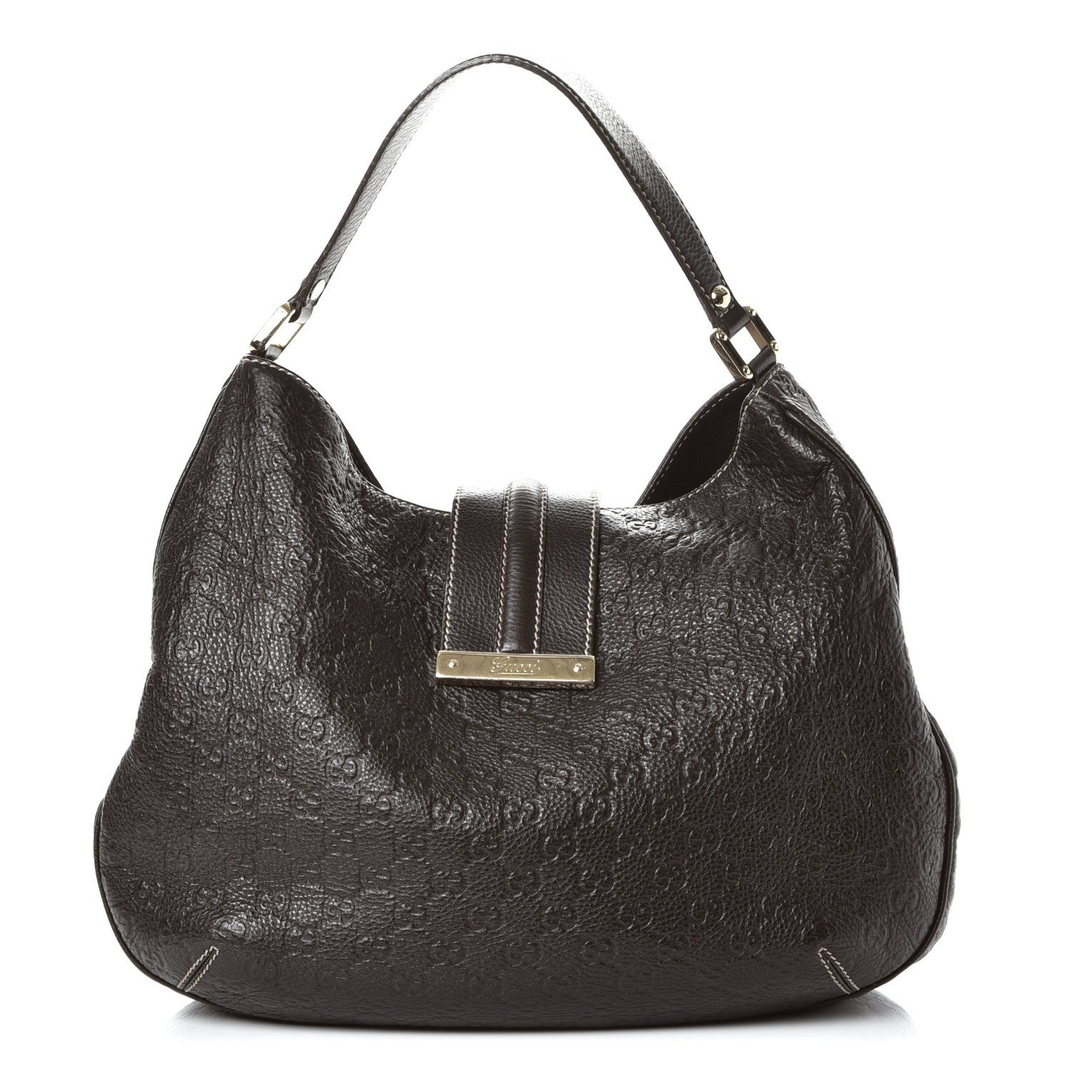 Gucci Guccissima Large New Ladies Web Hobo Dark Brown 1 of 7