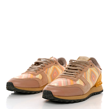 Valentino Garavani Suede Calfskin Native Couture 1975 Womens Rockrunner Sneakers 38.5 Multicolor 3 of 13