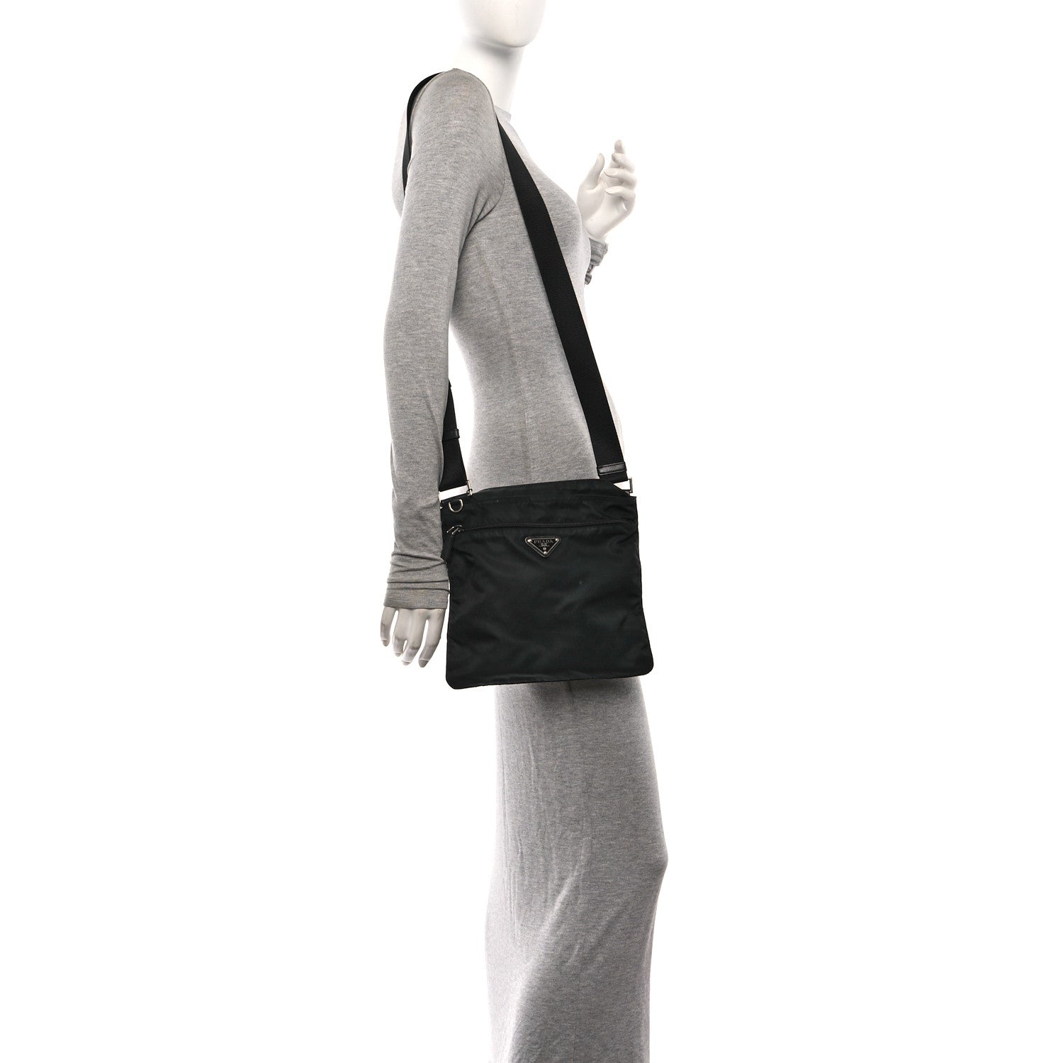 Prada Nylon Vela Flat Messenger Bag Black 2 of 10