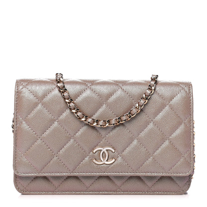 Chanel Iridescent Caviar Quilted Wallet On Chain WOC Beige 1 of 4