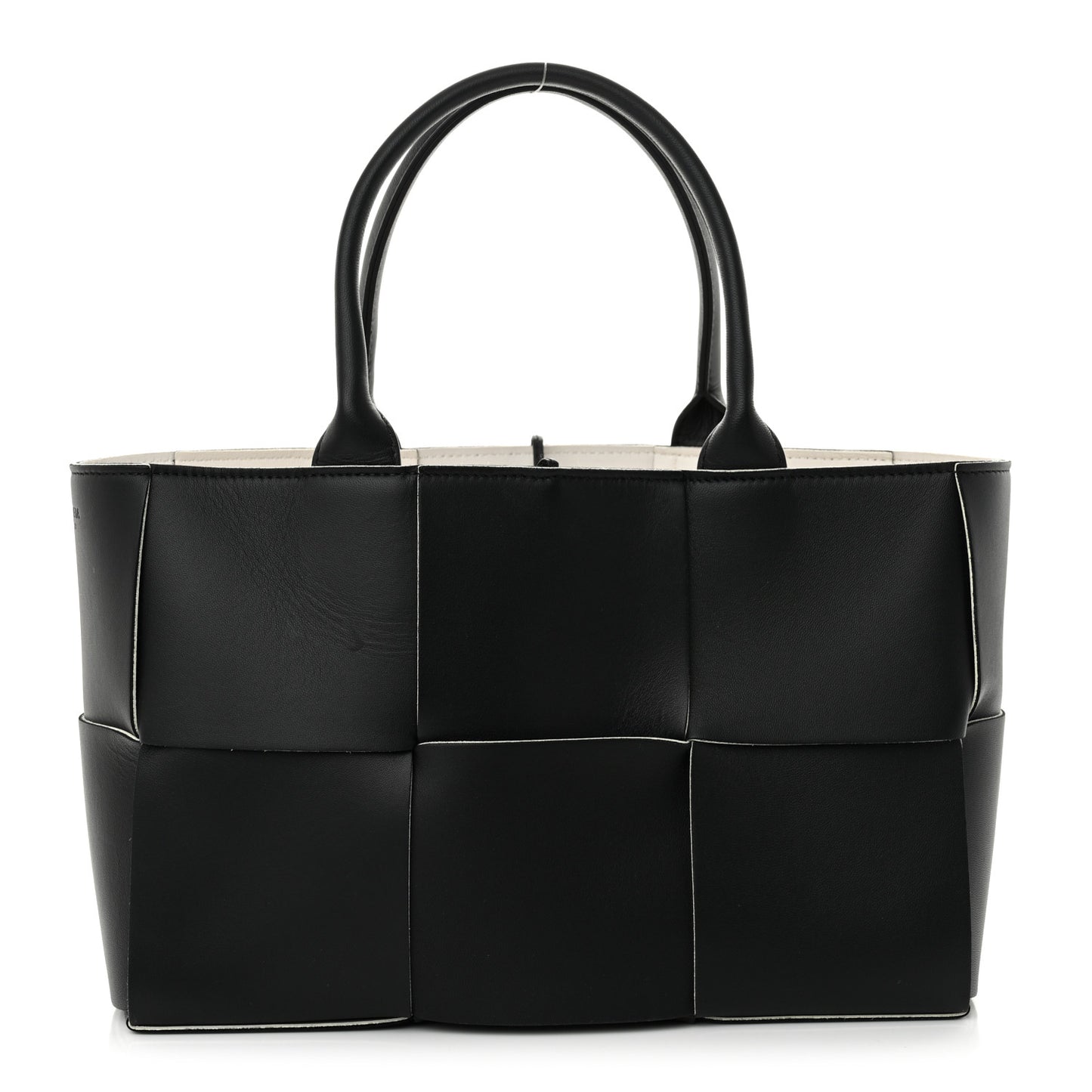 Nappa Maxi Intrecciato Small Arco Tote Black White