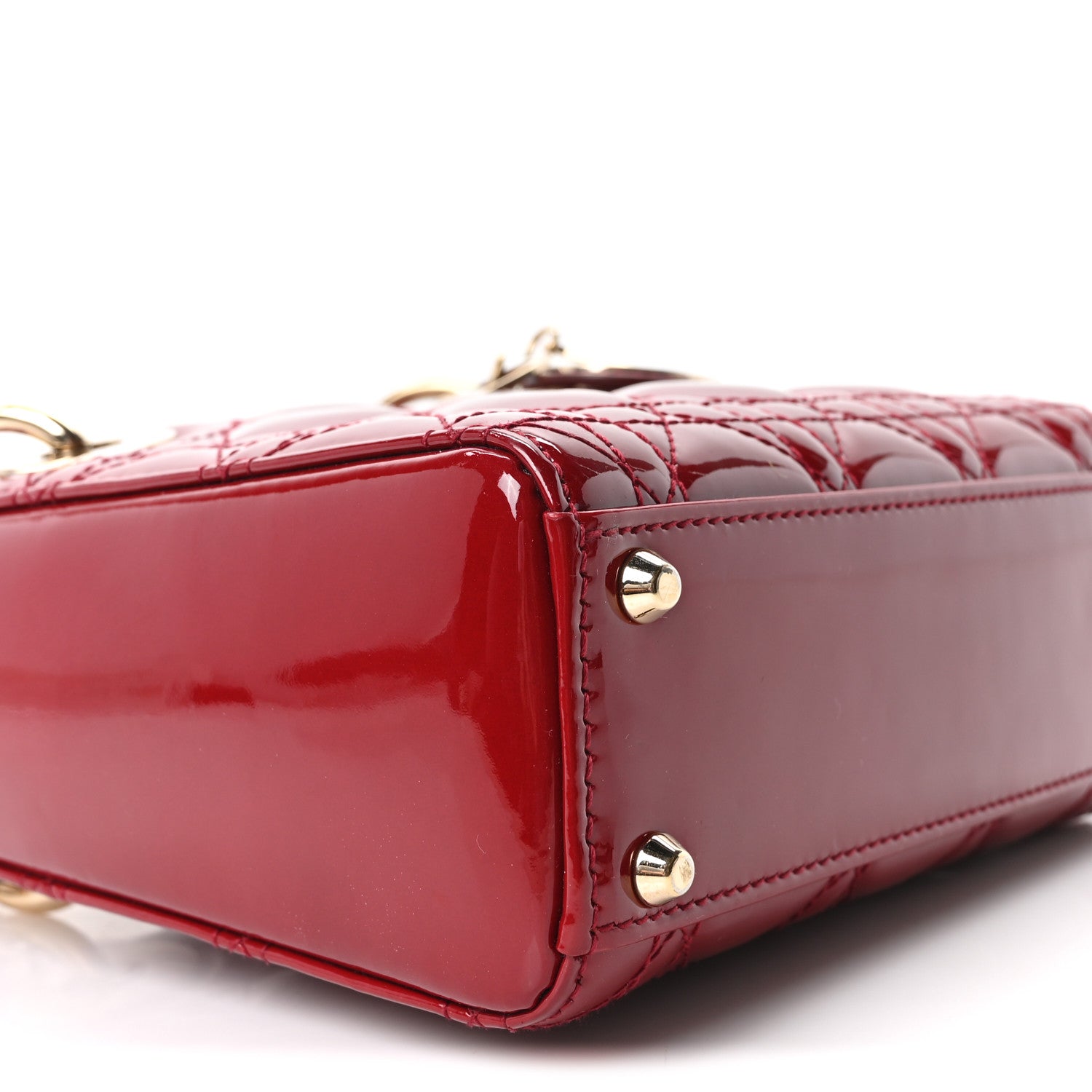 Christian Dior Patent Cannage Mini Lady Dior Red 9 of 10