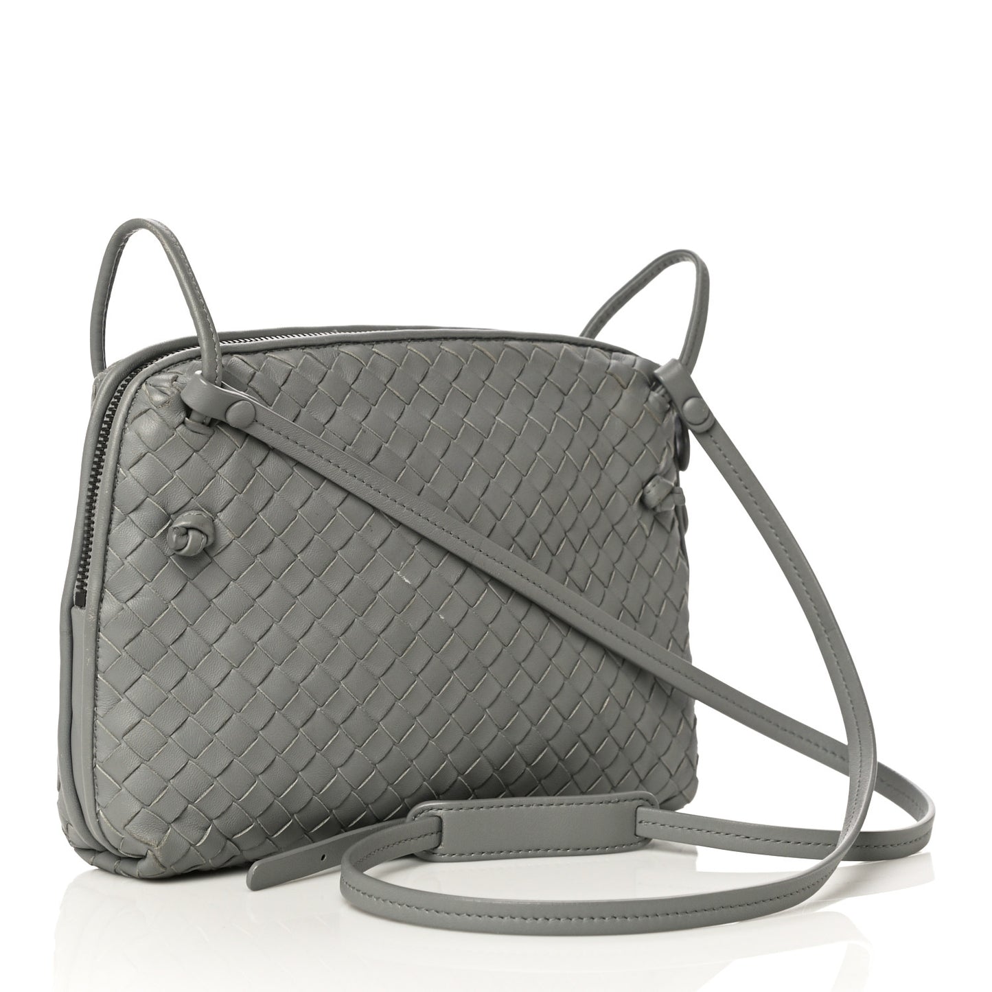 Nappa Intrecciato Nodini Crossbody Messenger Light Grey