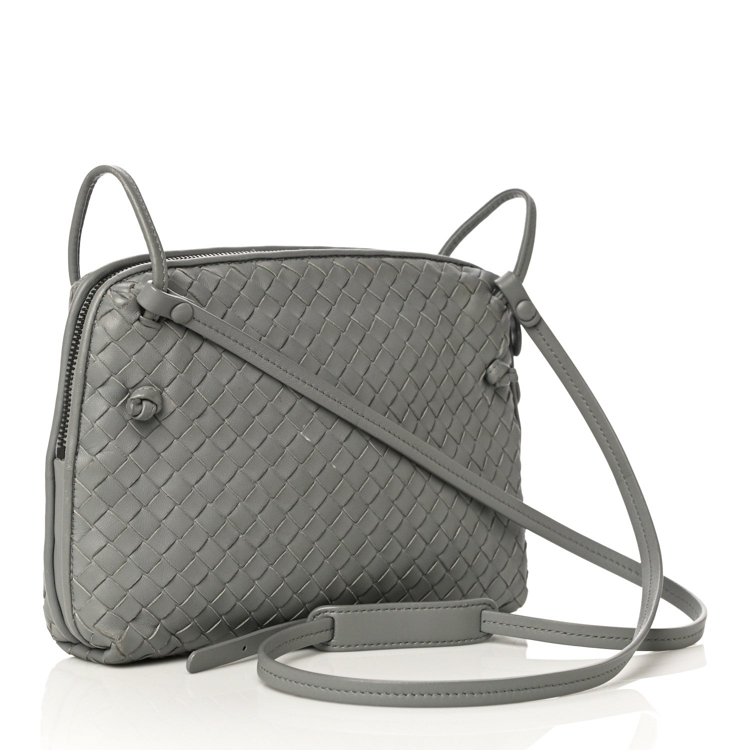 Bottega Veneta Nappa Intrecciato Nodini Crossbody Messenger Light Grey 4 of 13