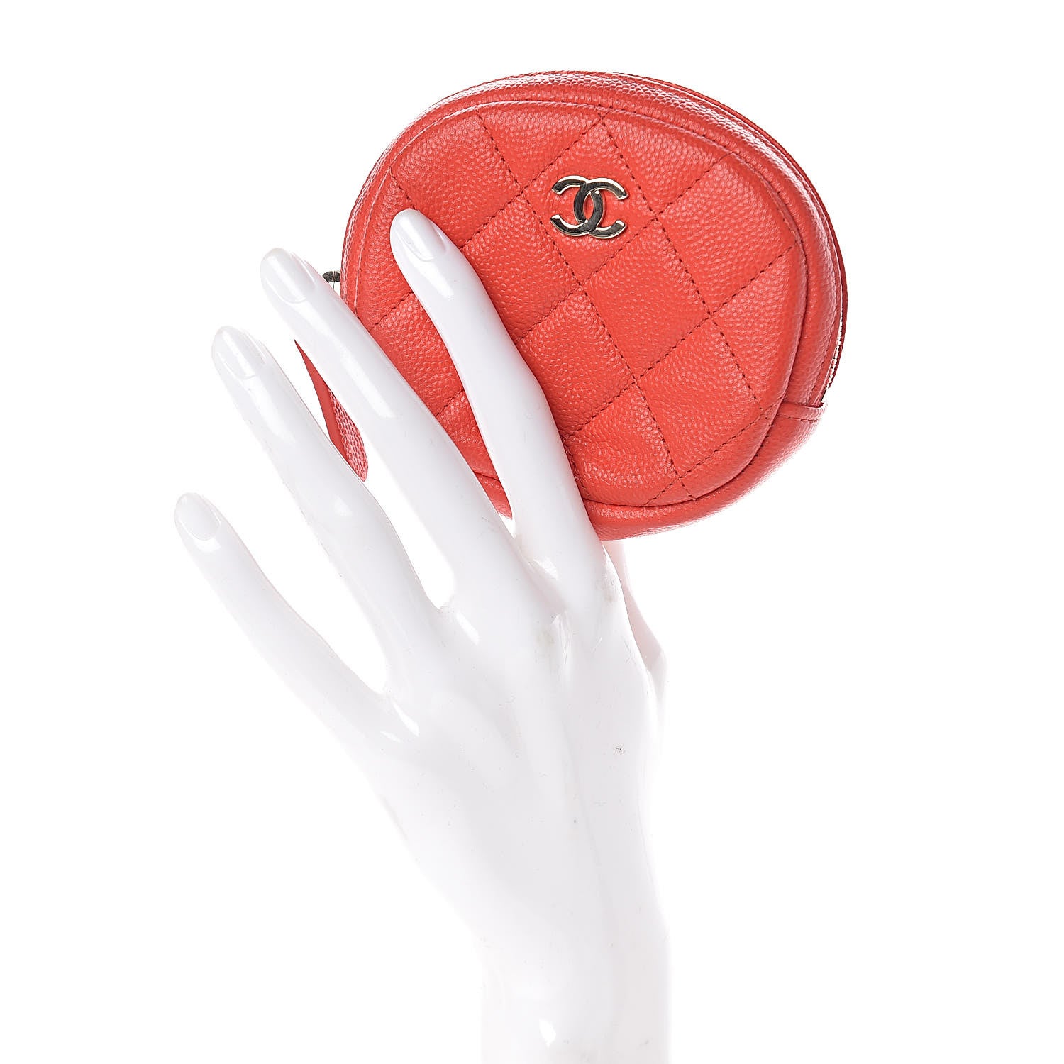 Chanel Caviar Quilted Zip Around Classic Coin Purse Red 2 of 8
