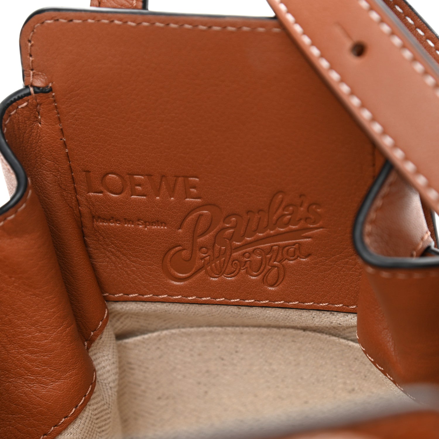 Loewe Calfskin Embroidered Floral Mini Hammock Shoulder Bag Tan White 6 of 10