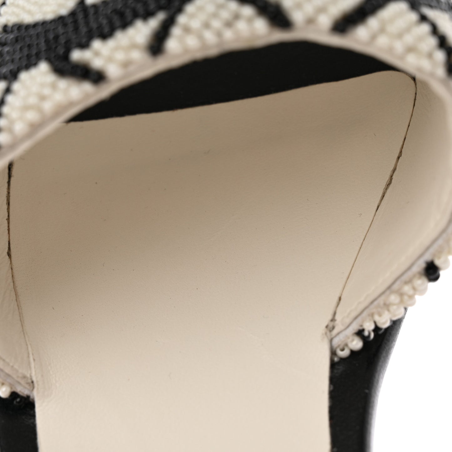 Pearl Embroidery CC Mules 37.5 Black White