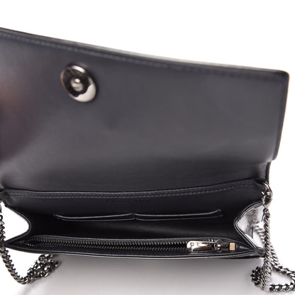 Christian Dior Metallic Patent Micro-Cannage Diorama Wallet on Chain Pouch Onyx Black 5 of 9