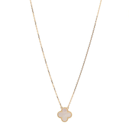 Van Cleef & Arpels 18K Yellow Gold Mother of Pearl Vintage Alhambra Pendant Necklace 1 of 6