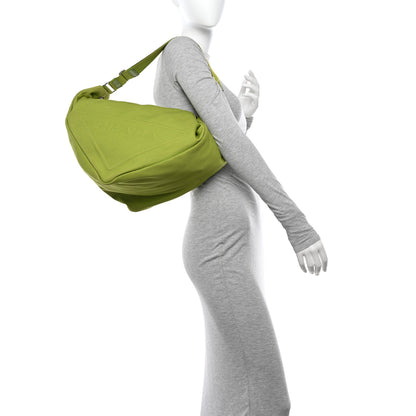 Prada Canapa Logo Embossed Large Triangle Shoulder Bag Felce 2 of 13