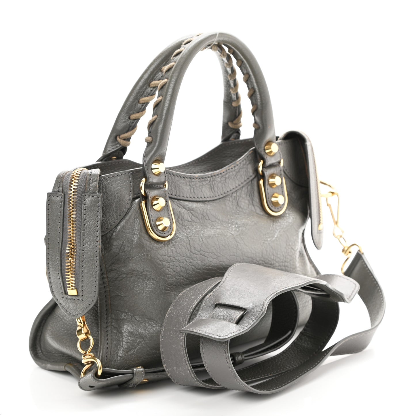 Chevre Gold Metallic Edge Hardware Mini City Gris Acier