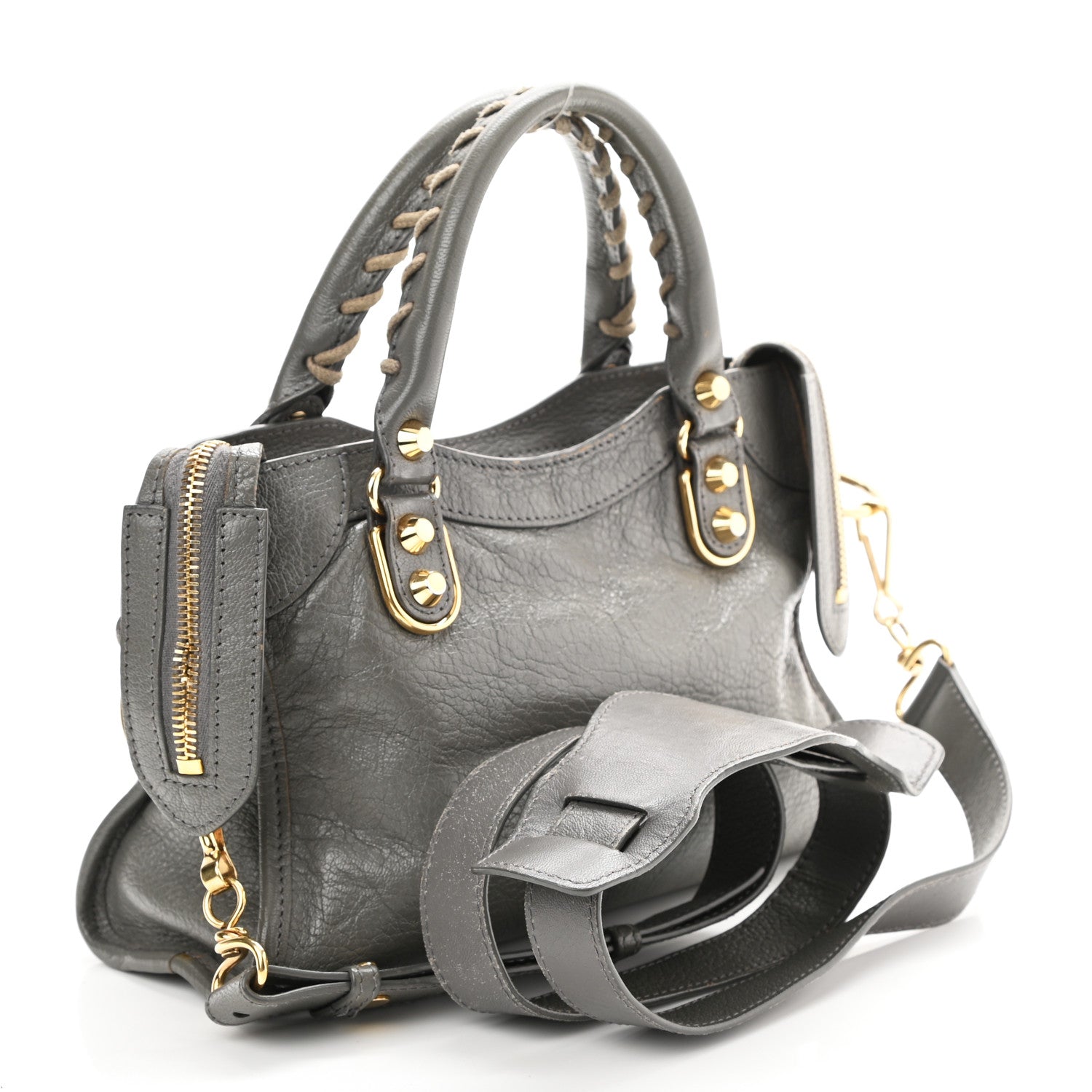 Balenciaga Chevre Gold Metallic Edge Hardware Mini City Gris Acier 3 of 12