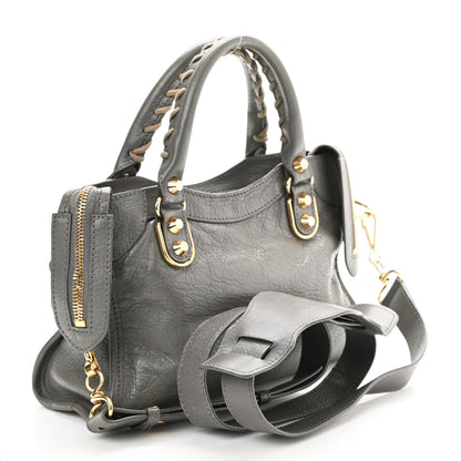 Balenciaga Chevre Gold Metallic Edge Hardware Mini City Gris Acier 3 of 12