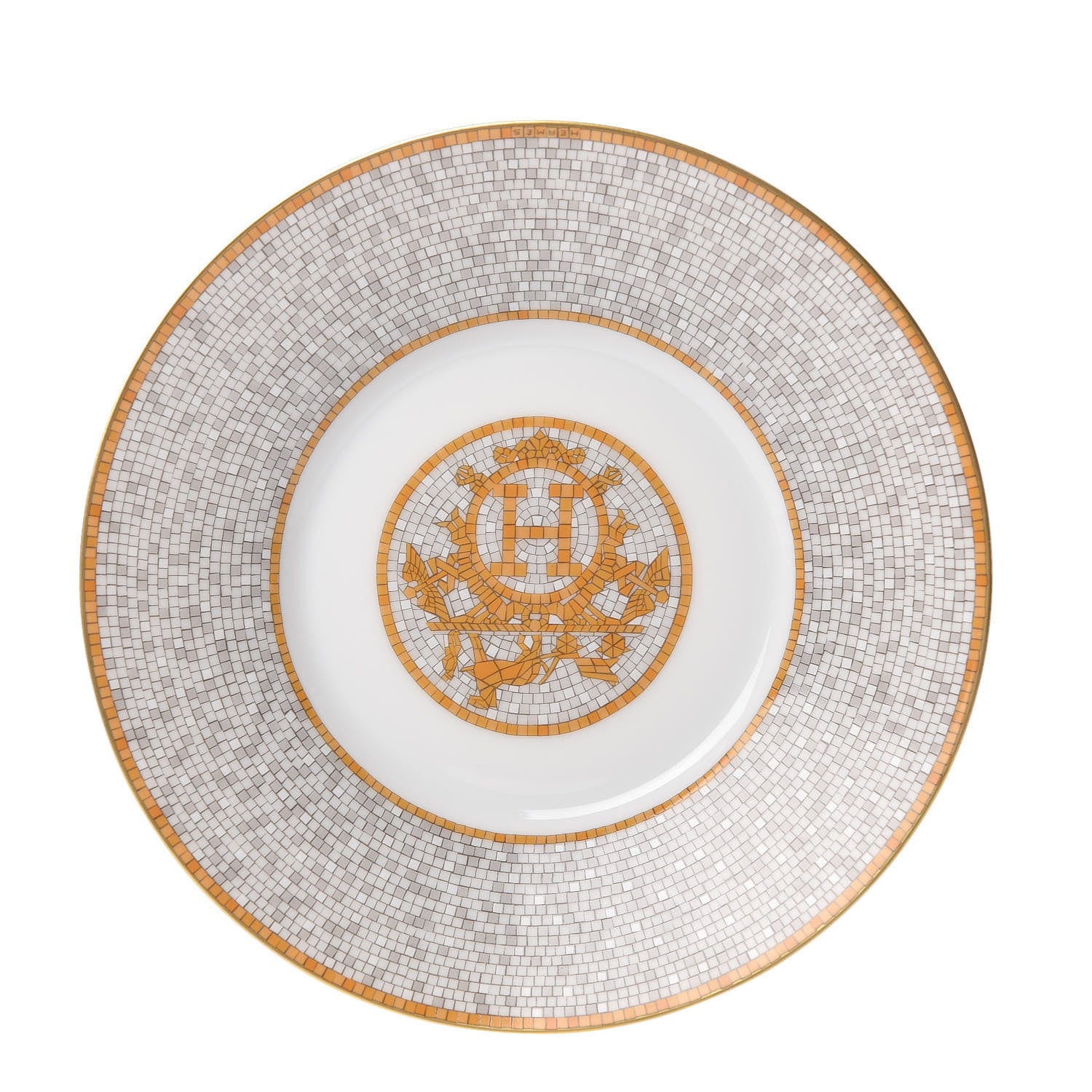 Hermes Porcelain Mosaique Au 24 Gold Breakfast Cup and Saucer 8 of 12