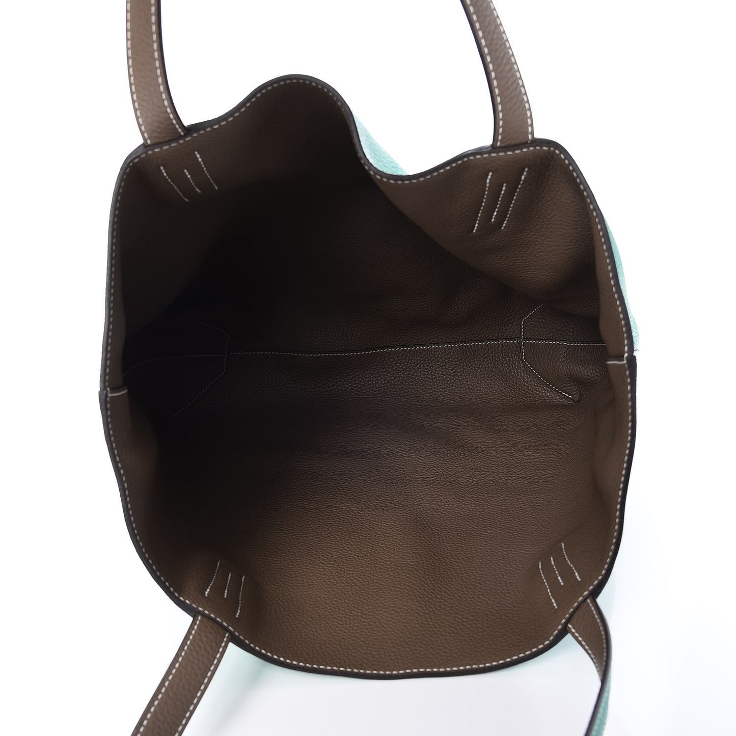 Taurillon Clemence Double Sens 45 Reversible Tote Etoupe Vert Vertigo