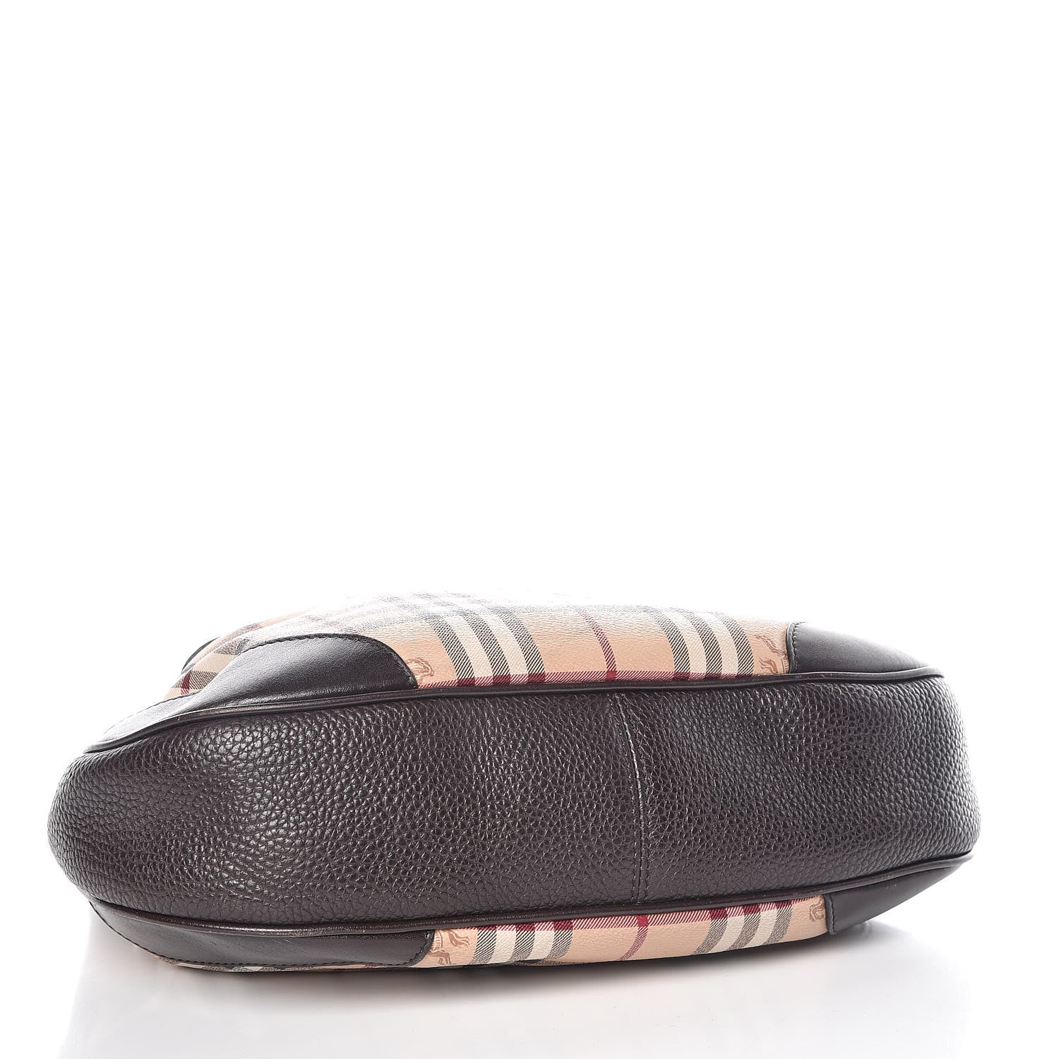 Burberry Grained Calfskin Haymarket Check Hobo Dark Brown 4 of 11