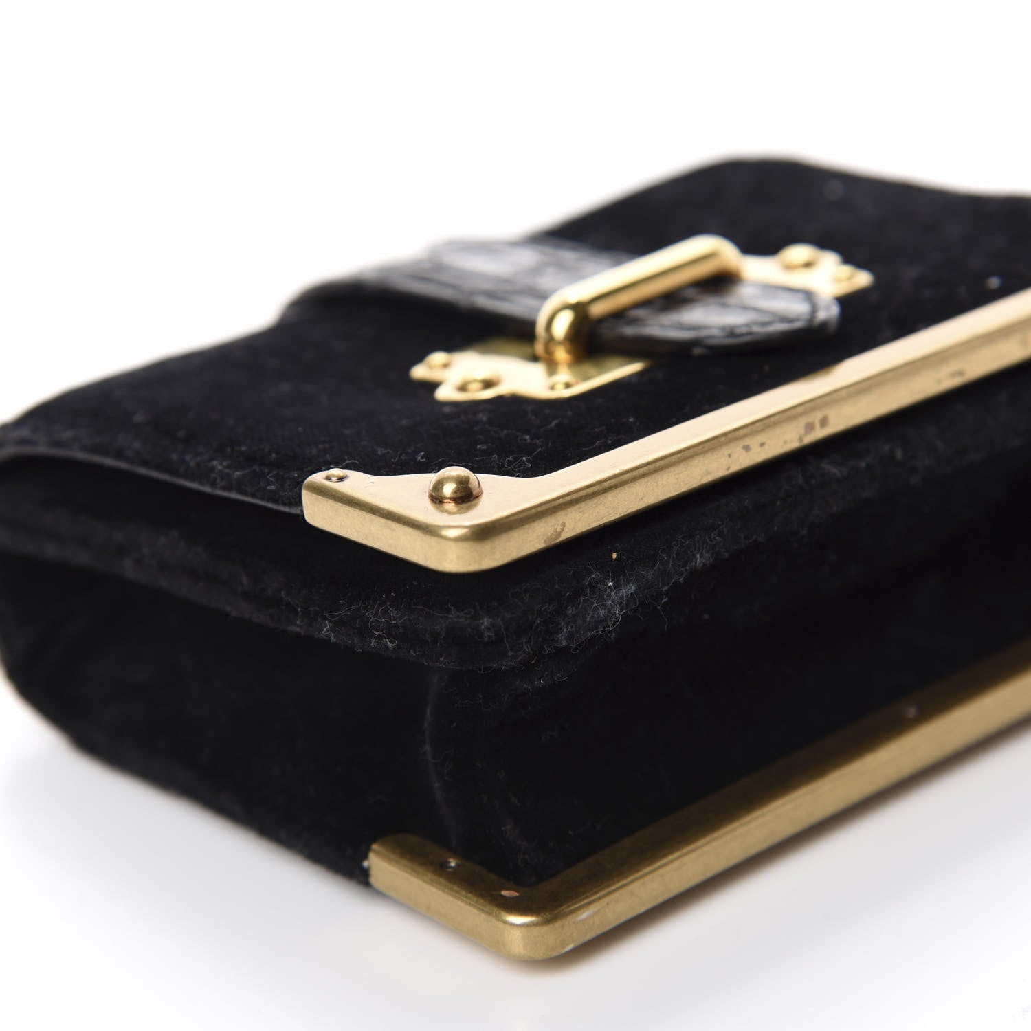 Prada Velvet Crocodile Micro Cahier Bag Black 6 of 10