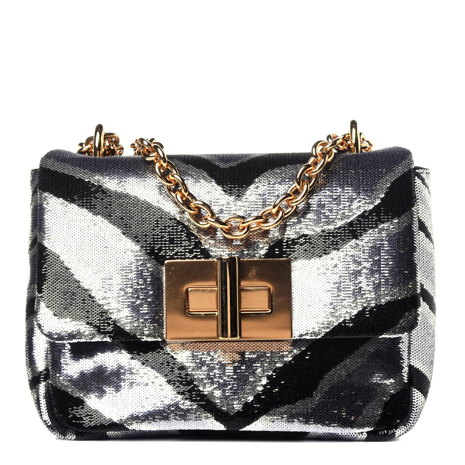 Tom Ford Sequin Zebra Print Natalia Large Bag Black Silver 1 of 12