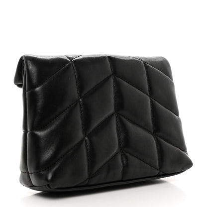 Saint Laurent Lambskin Monogram Loulou Puffer Pouch Clutch Black 4 of 8