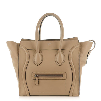 Celine Drummed Calfskin Mini Luggage Dune 2 of 11