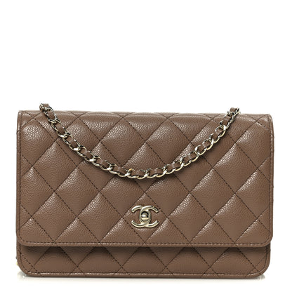 Chanel Caviar Quilted CC Turnlock Wallet On Chain WOC Brown 1 of 11