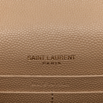 Saint Laurent Grain De Poudre Matelasse Chevron Monogram Envelope Chain Wallet Nude Powder 6 of 15