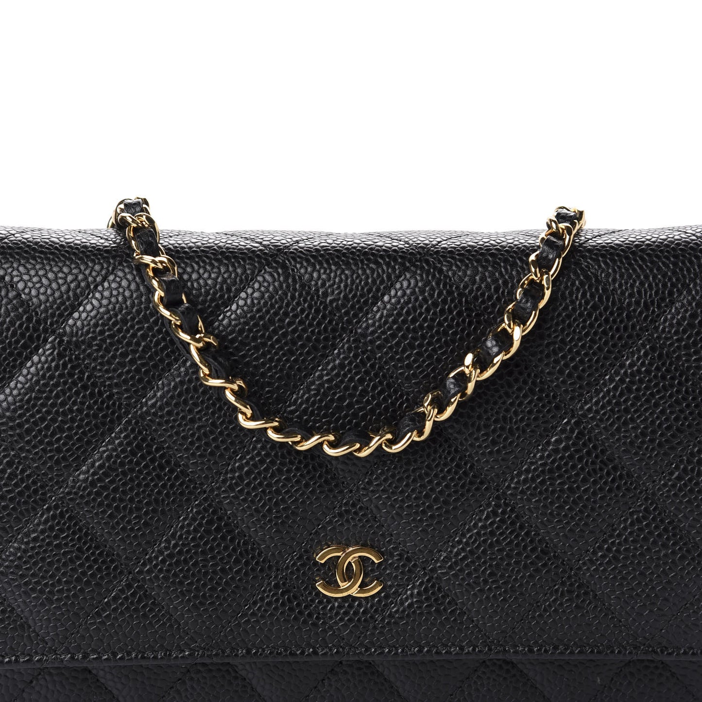 Caviar Quilted Wallet On Chain WOC Black