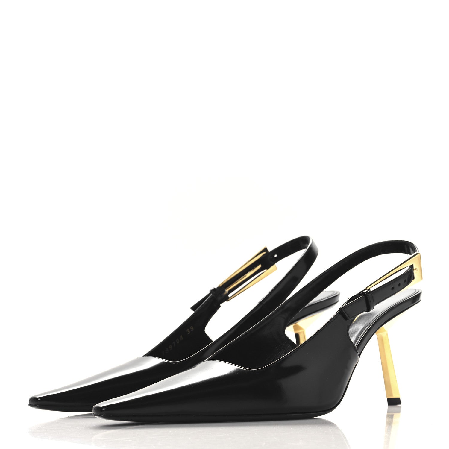 Saint Laurent Vitello Marilyn Lee 75 Slingback Pumps 39 Black 4 of 10