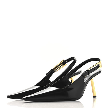 Saint Laurent Vitello Marilyn Lee 75 Slingback Pumps 39 Black 4 of 10